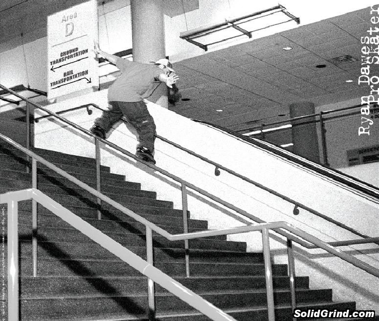Ryan Dawes hittin a Frontside on a big ol kinked rail.