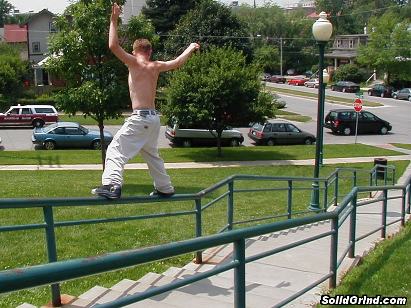 Zack Ricky hittin a Frontside on a long, fat, kinked rail.