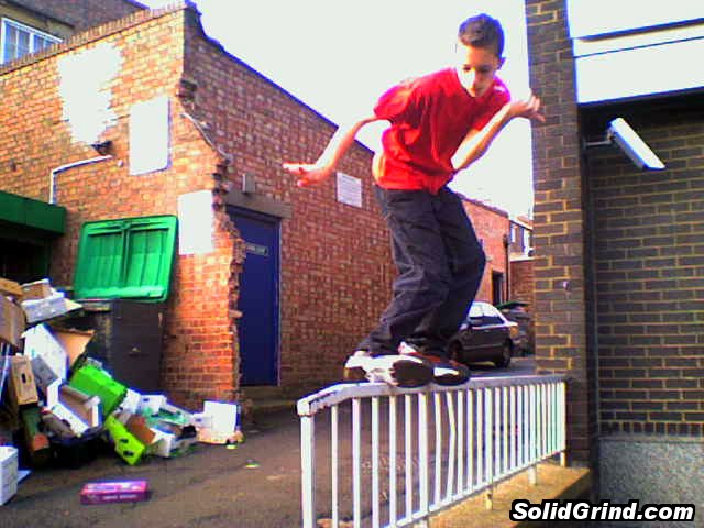 Stu doing a royale on the bank rail
