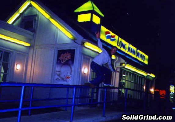 Bart Johnson sliding a handrail at Long John Silvers