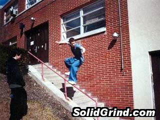 Aaron Stunkard hittin a Sliding a pink handrail
