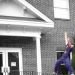 Jay (D.V.) Grinding the huge rail outside of his church.