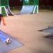 Stuart Pickston with a cess slide down a ramp.