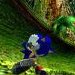 Sonic the Hedgehog sliding a vine with his scorchers