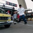 Dude sliding a rail on the Soap Van at the Summer Slam demo