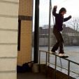 Damian Zoil hitting a UFO on the school Gym Rail